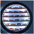 Apnatva 24 Inch Wooden Wall Hanging Lighting Tyre – Perfect for Home Decor, Hot Wheels Display, Kids’ Toys Stand & Birthday Gift (Without Toys) (White)