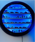 Apnatva 24 Inch Wooden Wall Hanging Lighting Tyre – Perfect for Home Decor, Hot Wheels Display, Kids’ Toys Stand & Birthday Gift (Without Toys) (Blue)