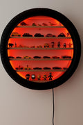 Apnatva 24 Inch Wooden Wall Hanging Lighting Tyre – Perfect for Home Decor, Hot Wheels Display, Kids’ Toys Stand & Birthday Gift (Without Toys) (RED)