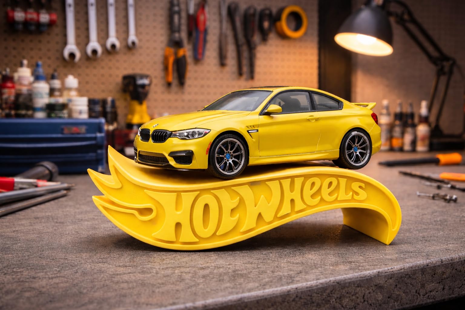 Apnatva 1:64 Diecast Car Display Shelves | Table Stand Toy Car Stand for Kids & Collectors | Black Steel Mini Car Rack for Home & Office Decor | (Pack of 5) (No Car Included) (Yellow)