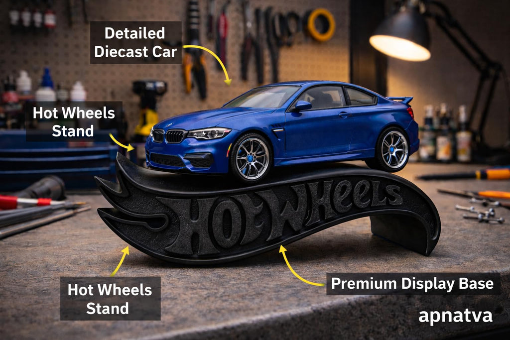 Apnatva 1:64 Diecast Car Display Shelves | Table Stand Toy Car Stand for Kids & Collectors | Black Steel Mini Car Rack for Home & Office Decor | (Pack of 5) (No Car Included)